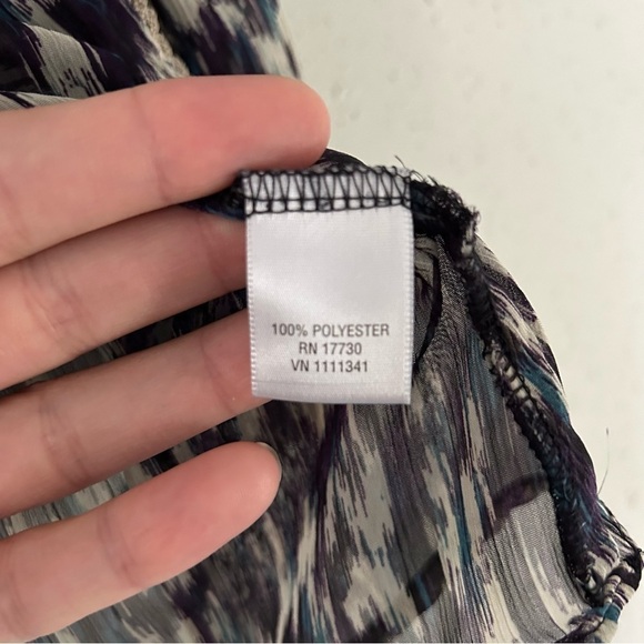 🦋 Converse One Star Purple Cream Button Down Short Sleeve Sheer Blouse Medium - Picture 3 of 6